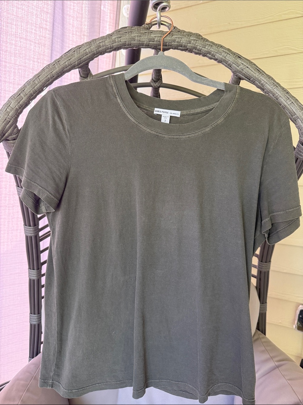 James Perse Short Sleeve Crew Tee in Olive